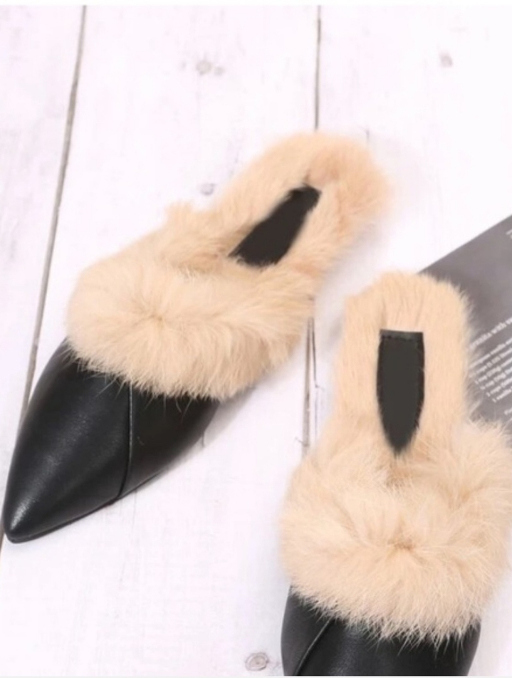 Black furry slides